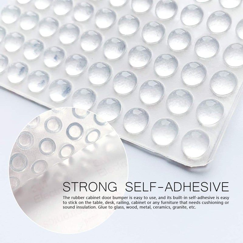 PTAPIPI 100-Pack Clear Self-Adhesive Rubber Bumper Pads  Hemispherical Design for Cabinet & Furniture Protection 8mm x 4mm - Image 3